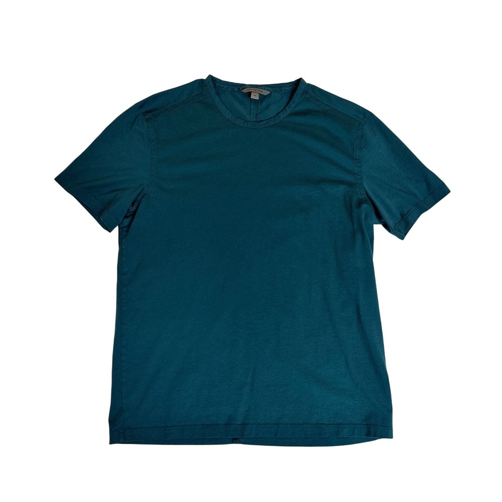 John Varvatos T-Shirt Mens M Teal Blue Pima Cotton Raw Edge Seam K3136W1